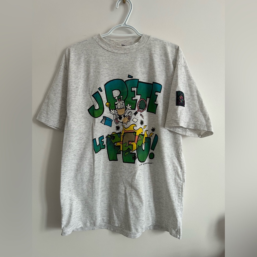 Graphic Short Sleeve Tee - Light Gray with Green Print